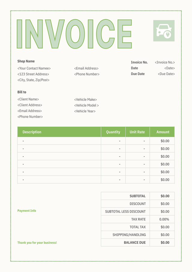 Modern contractor invoice template