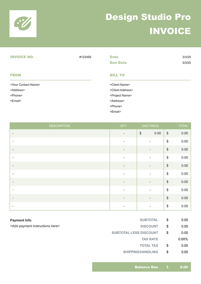Simple contractor invoice template